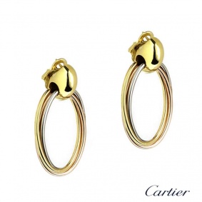 Cartier 18k Three Colour Gold Oval Hoop Trinity Earrings Cartier 18k Three Colour Gold Oval Hoop Trinity Earrings